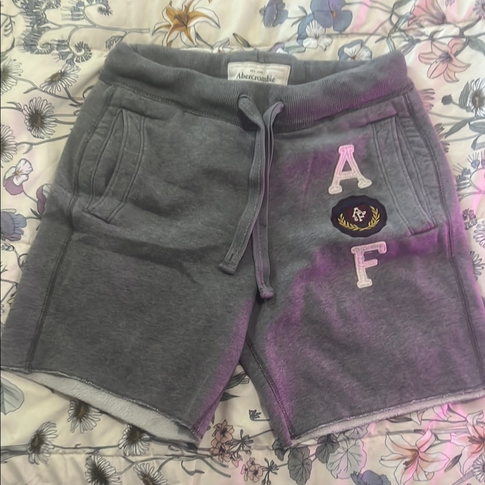 Abercrombie & Fitch Gray and Pink Shorts with Logo
